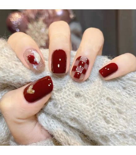 NA019 - Sweetheart Chessboard Glam Nails NA019 - Sweetheart Chessboard Glam Nails